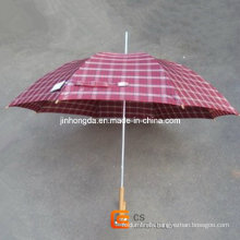 Check Polyester Metal Frame Zinc Plated Straight Umbrella (YS-1006A)